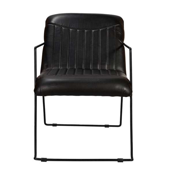 Clancy Goat Leather Armchair in Black