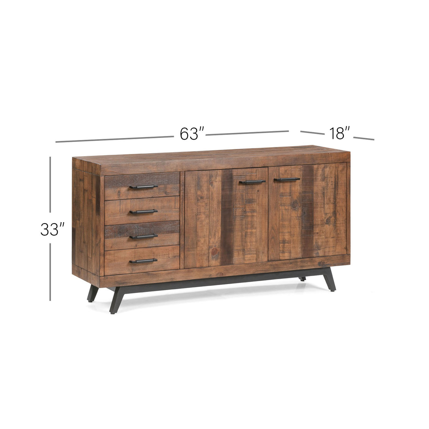 Dixon 4-Drawer Dining Room Buffet in Natural Finish