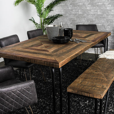 Casual Modern 6-Seat Dining Table in Multi-tone Natural Finish