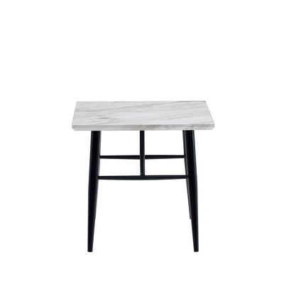 Micah End Table in White Faux Marble