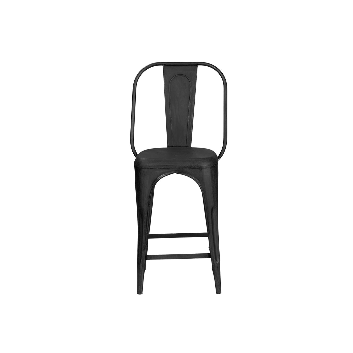 Bois et Cuir's Industrial Series Dining Chair—Distressed Metal in Black—Tall