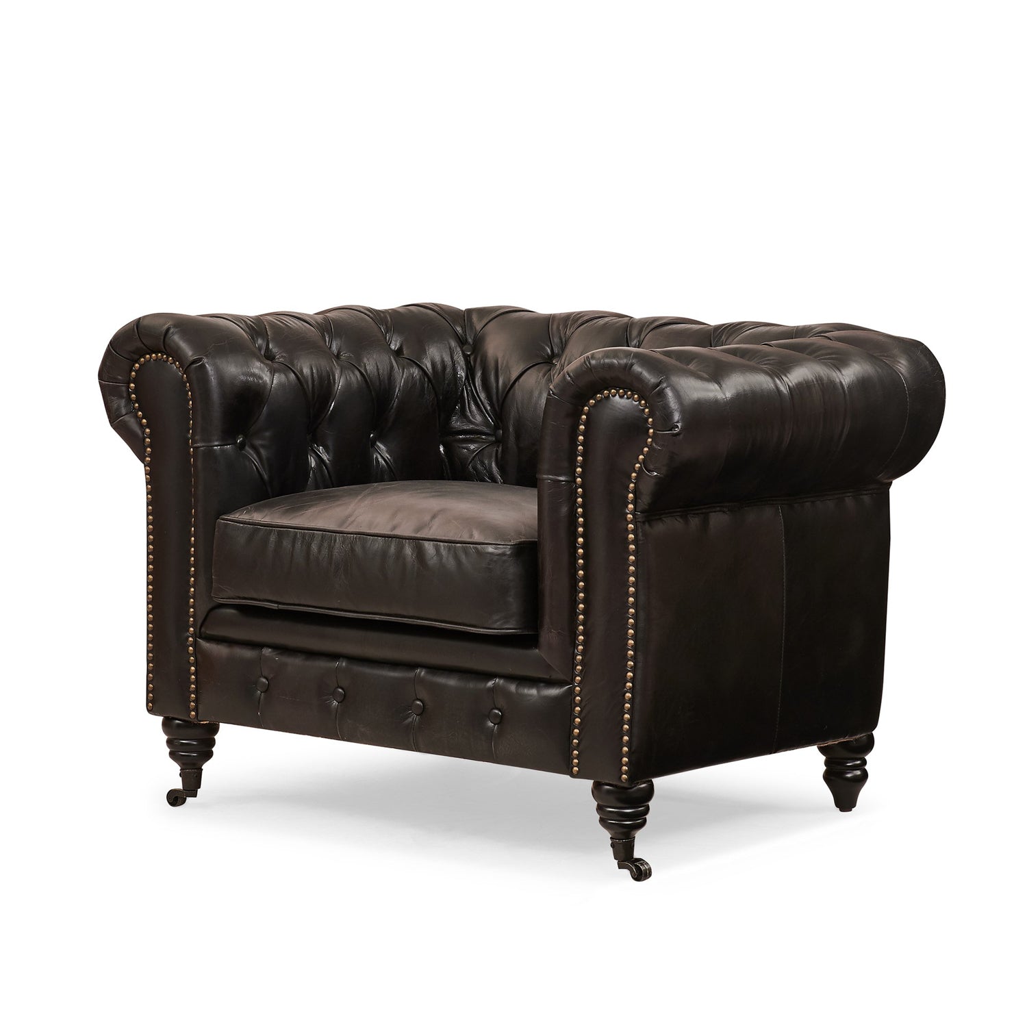 Vintage Single-Seat Leather Chesterfield Sofa – Bois & Cuir USA